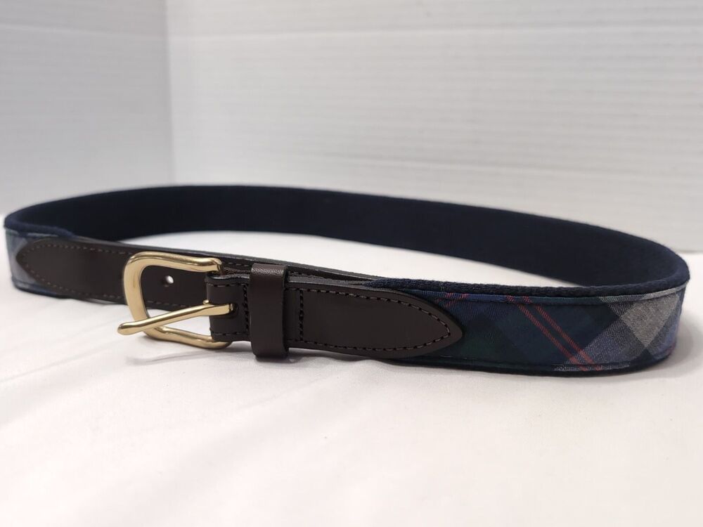 VINEYARD VINES size 30 belt Blackwatch Plaid Canvas Leather Golf NEW